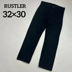 【90s後半／濃黒】RUSTLER ブラックデニム ストレート 32×30
