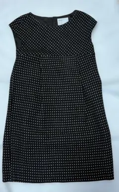 IENA ノースリーブ膝丈ワンピース ブラック・ホワイトドット サイズM程度