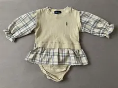 春服 EAST BOY ベージュ チェック柄ロンパース 80cmのサムネイル