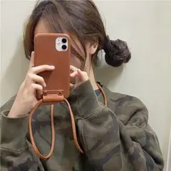 ★スマホショルダー★iPhone11Pro★ケース ブラウン　韓国　トレンド