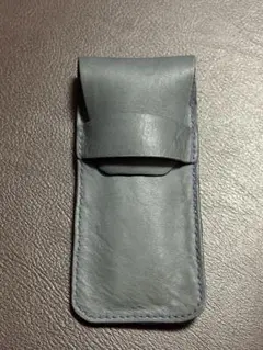 レザークラフト 姫路レザー 本革 ペンケース グレー）ハンドメイド