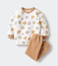 【新品】ユニクロ　キルトパジャマ　女の子　男の子　110cm ホワイトとオレンジ
