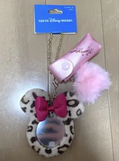 新品 ディズニーリゾート リップケース　ミラー　レオパード　ヒョウ柄