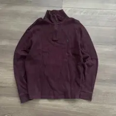 00s ラルフローレン ハーフジップ スウェット ワインレッド グランジ 短丈
