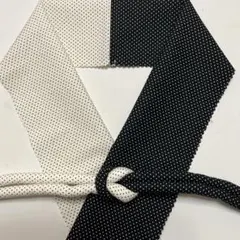 半襟・丸ぐけセット　 白系×黒　小さなドット