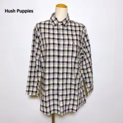 Hush Puppies チェック長袖シャツ M ネイビー 綿100%のサムネイル