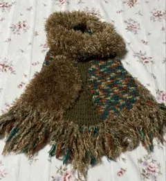 即発送 エスニック ポンチョ タートルストール つぎはぎネック アジアンコーデ