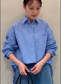 今季発売　ミラオーエン　シャツカーブルーズシルエットワイドシャツ　ブルー