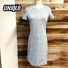 【美品⭐️AラインワンピースM】ユニクロ ポンチワンピース 半袖 グレーのサムネイル