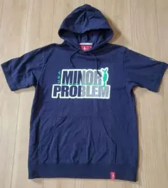 ​MINOR PROBLEM 半袖パーカー Lサイズ ネイビー ウサギ柄プリント