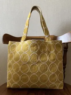ハンドメイド　トートバッグ　刺繍　サークル　マスタード　NO BRANDのサムネイル