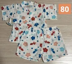 プティマイン　甚平　金魚　花柄　水玉　白　キナリ　花火　キッズ　子供　浴衣　80