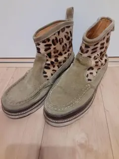 SHIPS JET BLUE レオパード　ハラコ　スエード　ブーツ　40シップス