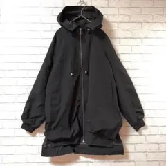 【ラジエム】フード付きマウンテンパーカーMブラック 軽量 ドローストリング