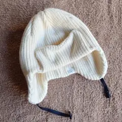 ニット帽 白 耳当て付き