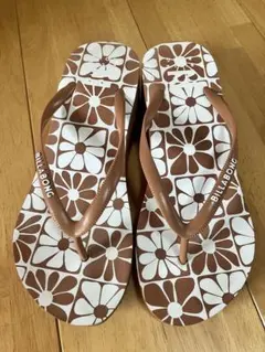 BILLABONG 厚底 ビーチサンダル ブラウン 花柄