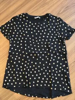 ZARA ドット柄 半袖Tシャツ ブラック Mサイズのサムネイル