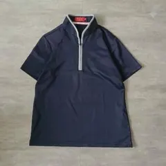 ELLE GOLF ハーフジップ 半袖ゴルフウェア ネイビー 吸水速乾ストレッチのサムネイル