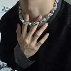 ネックレス パール シルバー y2k チェーン グランジ ステンレス 男女兼用