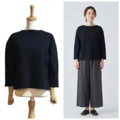 【中川政七商店】 日本の布ぬの バスクシャツ ブラックxネイビー F