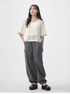 GU ライトデニムカーゴバレルレッグパンツ　Mサイズ