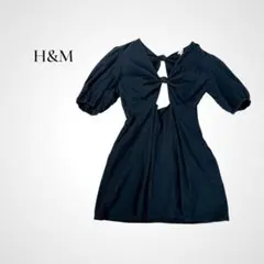 H&M バルーンスリーブ カットアウト リボン風 ワンピース M〜L コットンのサムネイル