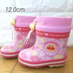 【12cm】MoonStar アンパンマン レインブーツ 長靴 防寒 ピンク 花