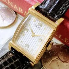 4052【お洒落で高級】メンズ 腕時計 グリュエン 動作品 アンティーク 