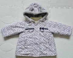 a*♡様 最終SALE☆花柄ボア付きフード中綿コート80cm