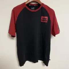 PUMA プーマ ラグランスリーブ Tシャツ ブラック/レッド M