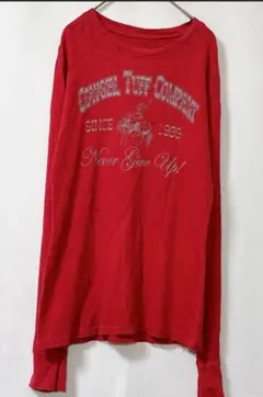 USA製 L 90s ビンテージ サーマル Tシャツ 赤 カレッジ