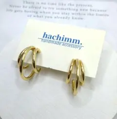 ハンドメイドNo.66 ゴールドフープピアス