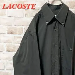 【海外モデル】LACOSTE ラコステ　長袖シャツ　刺繍　ワンポイント　カーキ