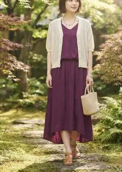 grove ノースリーブワンピース ロングワンピース フィッシュテール ボルドーのサムネイル