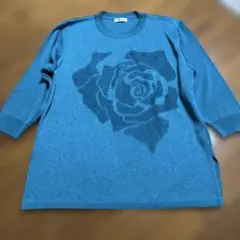 Sautoir 青 バラ模様 長袖ニット