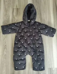 【プティマイン】ハート柄　クロ　モチーフキルトジャンプスーツ　70cm