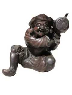 【 古陶 備前大黒天 】　備陶森製（備前焼森製陶所）　明治時代