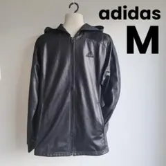 【希少】adidas 光沢　トラックジャケット　コーティング　レザー調　ブラック