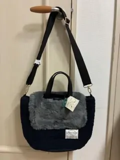 【新品】アフタヌーンティー　ウール混フェイクファー付きケーブルトート