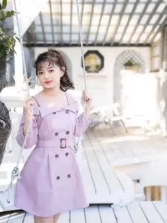 evelyn オフショル トレンチ ワンピース ベージュ