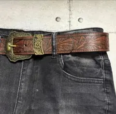 ベルト アメカジ ウエスタンヴィンテージ 茶 ブラウン グランジ Y2Kバイカー