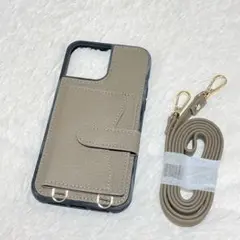 ▪︎ iPhone13 pro max ケース スマホショルダー グレージュ