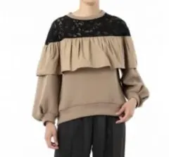 Glace Class グレースクラス　レース切替トップ　フリル　スウェット