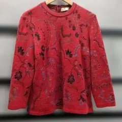 【古着】るんびに ペイズリー柄 セーターXL 赤系