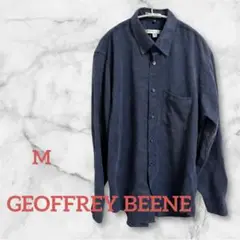 GEOFFREY BEENE ネイビー 長袖シャツ M 大きめ