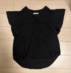 ローリーズファーム　ブラックフリル袖シャツ