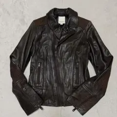 美品 ディーゼル ラムレザー ライダースジャケット M ブラウンのサムネイル