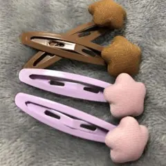 ♬キッズコーナー13可愛い星型くるみボタンパッチンピン2セット4本まとめ売り