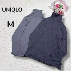 【ユニクロUNIQLO】ヒートテック　タートルネックTシャツ長袖　2枚セット　M