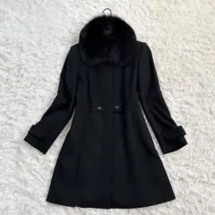L&B カシミヤベルテッドコート　ブルーフォックスファー付2wayサガフォックス